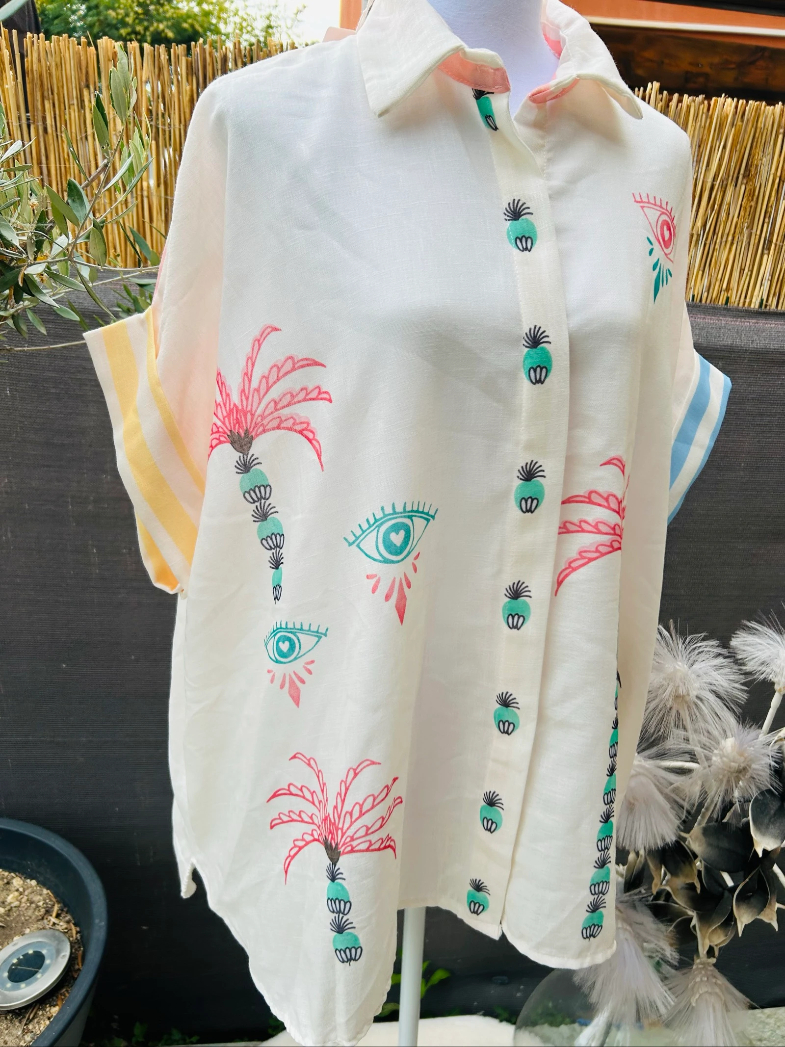 Oversized bohemian blouse with  motif 36-48 – photo 4